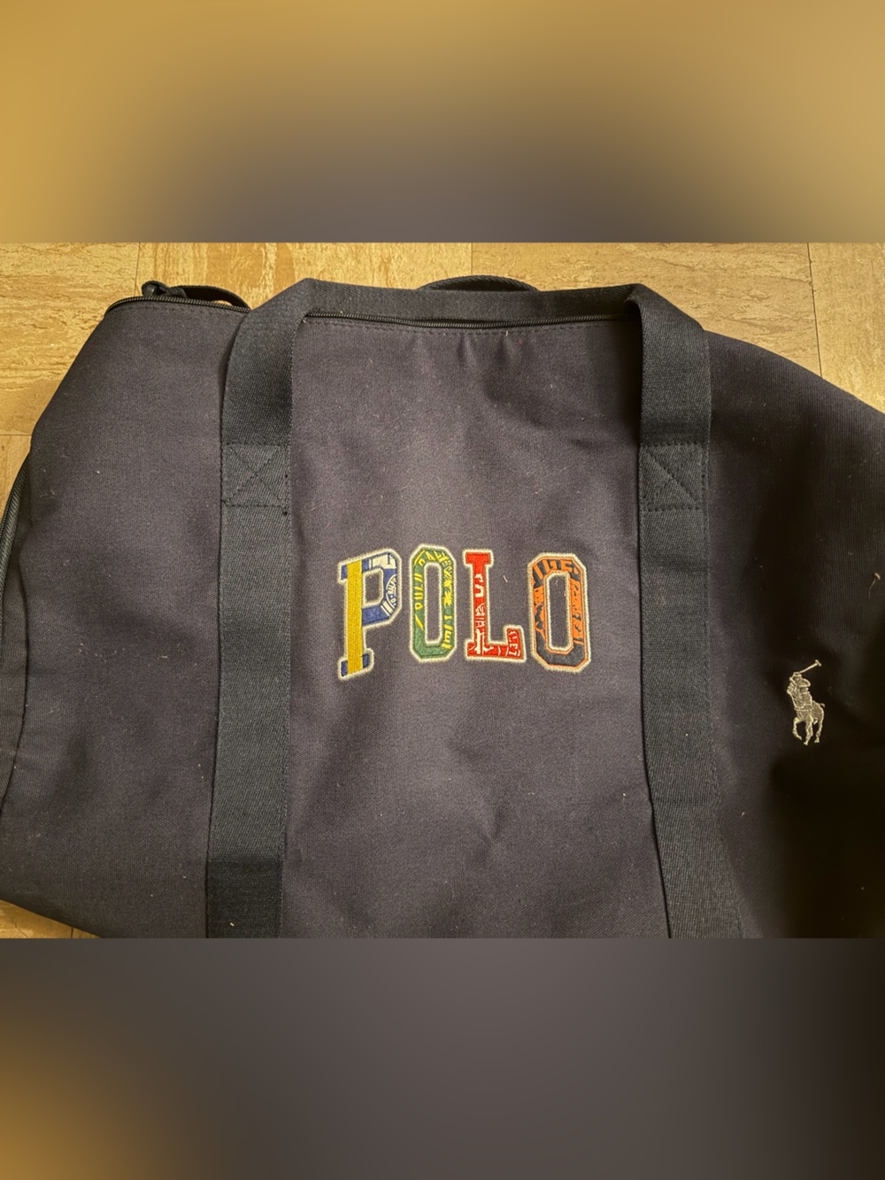 Polo by Ralph Lauren Navy Canvas Duffel with Multicolor POLO Patch
